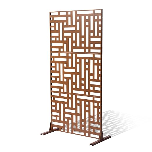 VEVOR Metal Privacy Screen, Outdoor Privacy Screens 3-Panel, Freestanding by VEVOR
