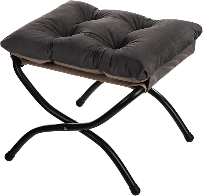 HollyHOME 15" Folding Footrest Stool, Upholstered Small Foldable Ottoman by HollyHOME