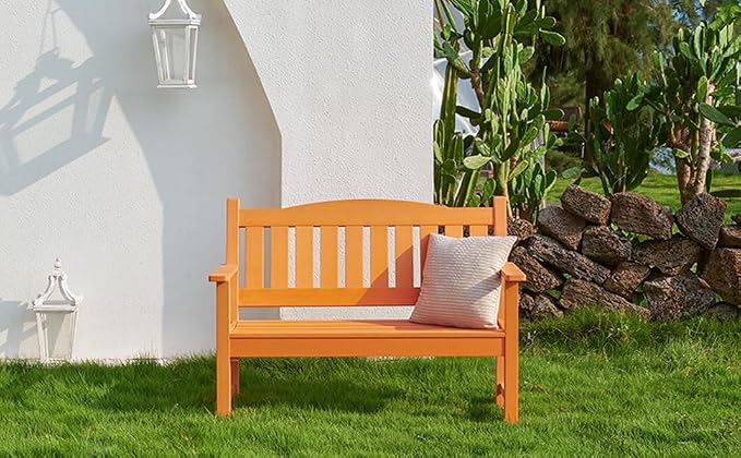 Psilvam 2-Person Outdoor Memorial Bench, All-Weather Poly Lumber Garden Bench - Image 2