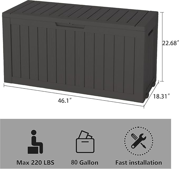 Outdoor Storage Box, Resin Deck Boxes Indoor and outdoor, Waterproof Storage - Image 2