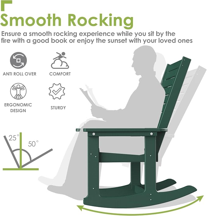 GREENVINES Outdoor Rocking Chair Set | 3-Piece | 2 Rocking Chairs - Image 6
