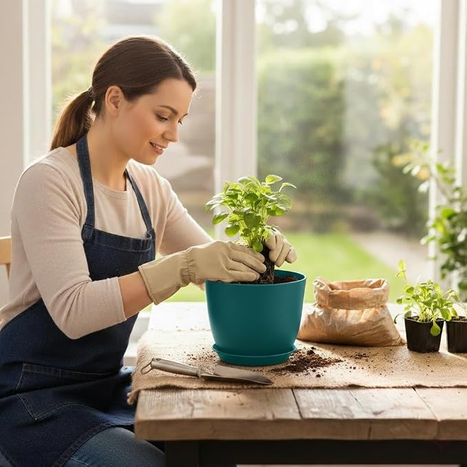 Plant Pots 8 Inch Set of 6, Flower Pots - Image 5
