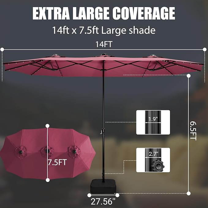 LEVELEVE 14FT Double-Sided Patio Umbrella - Image 4