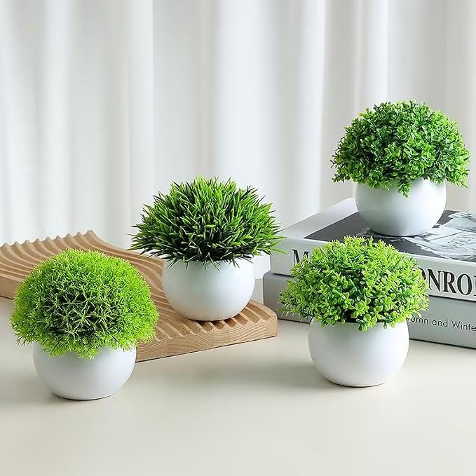 Fake Plants 4 Packs Artificial Potted Plants Faux Greenery Small Fake Shelf or - Image 3