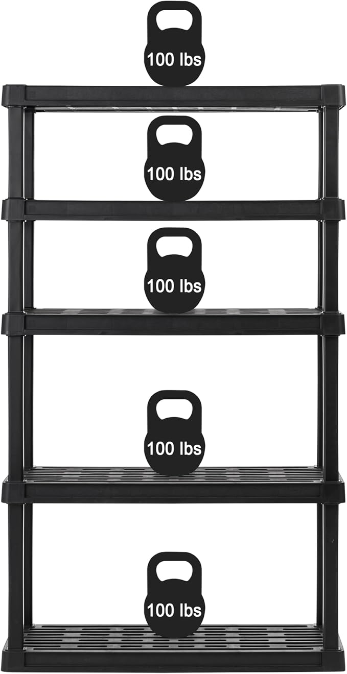 IRIS USA 5-Shelf Heavy Duty Plastic Storage Shelves, 750lb Capacity, Large - Image 4