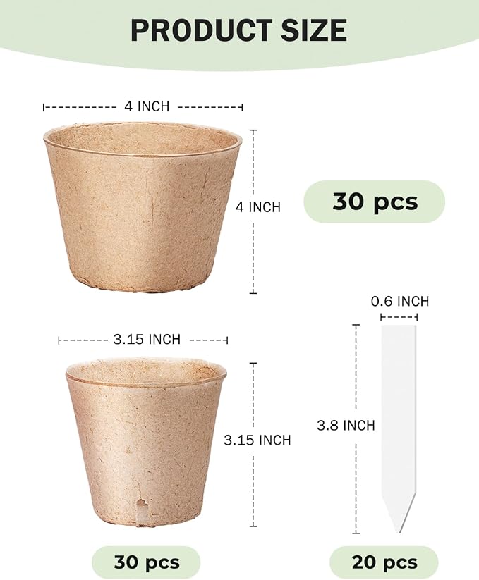 homenote Peat Pots, 3.15/4 Inch 60 Pcs Seed Starting Pots - Image 6