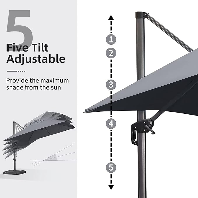 PURPLE LEAF 9' X 11.5' Patio Umbrella Outdoor Cantilever Rectangle Umbrella - Image 7
