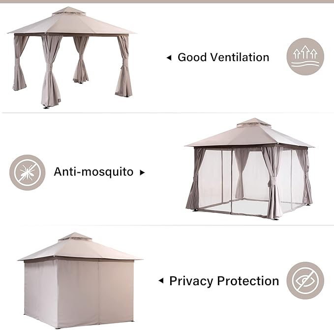 LAUSAINT HOME Semi-Permanent Outdoor Patio Gazebo 10'x10', Heavy Duty Party - Image 8