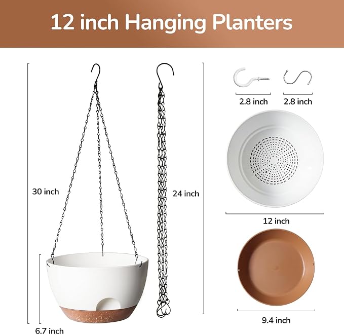Hanging Planter, 12 Inch Self-Watering Hanging Planters - Image 2