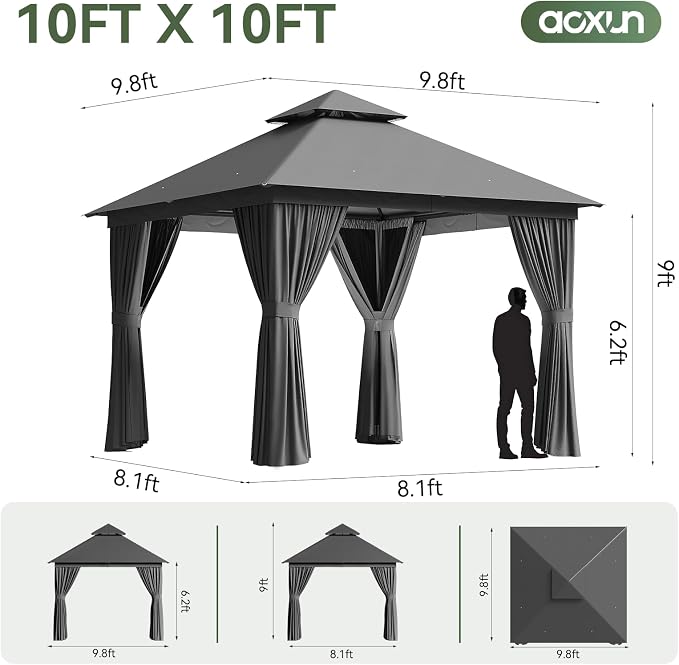 Aoxun 10x10 Outdoor Gazebo - Image 7