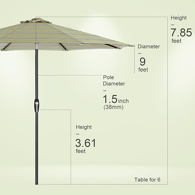 Tempera Patio Market Outdoor Table Umbrella - Image 8