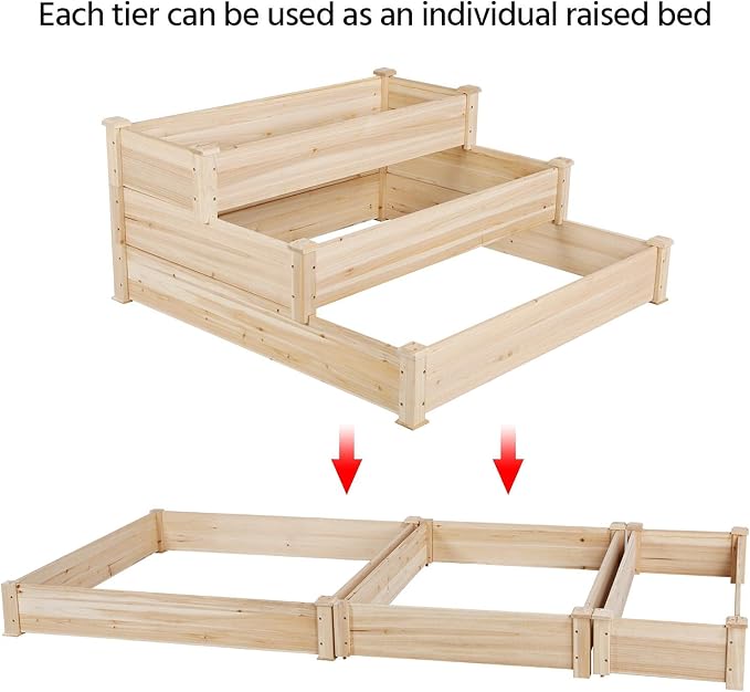 Yaheetech 3 Tier 47 x 47 x 22in Raised Garden Bed Horticulture Outdoor Elevated - Image 3