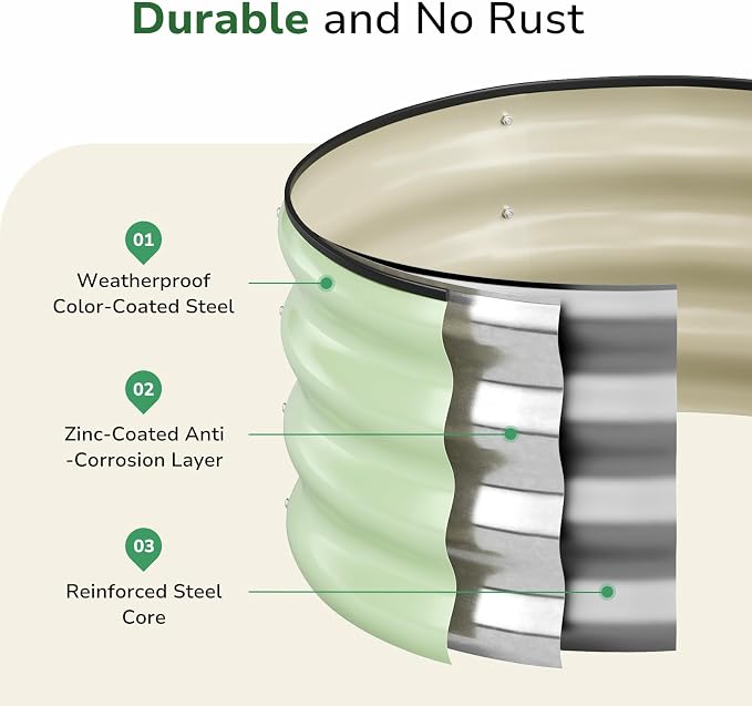 GreatBuddy 2x2x1 ft Round Galvanized Raised Garden Bed, Easy-Assembly Raised Bed - Image 5