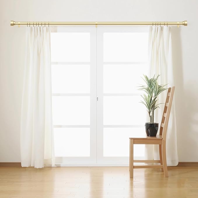 Curtain Rods for Windows 72 to 144, 1 Inch Adjustable Gold Heavy Duty Long - Image 3