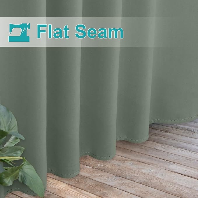 NICETOWN 2 Panels Outdoor Sage Green Curtainss Waterproof - Image 7