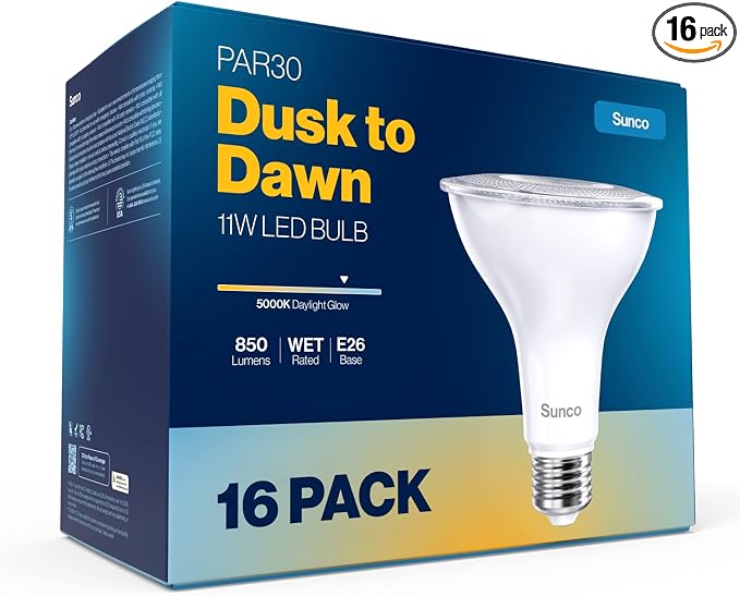 Sunco 16 Pack LED PAR30 Dusk to Dawn Light Bulb by SuncoLighting