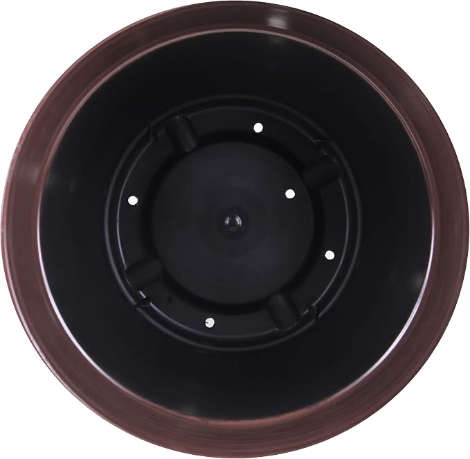 Garden Elements Indoor/Outdoor Glazed Brushed Happy Plastic Planter, Dark Brown - Image 4