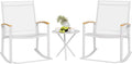 Shintenchi 3 Piece Outdoor Rocking Bistro Set, Textilene Fabric Small Patio by Shintenchi