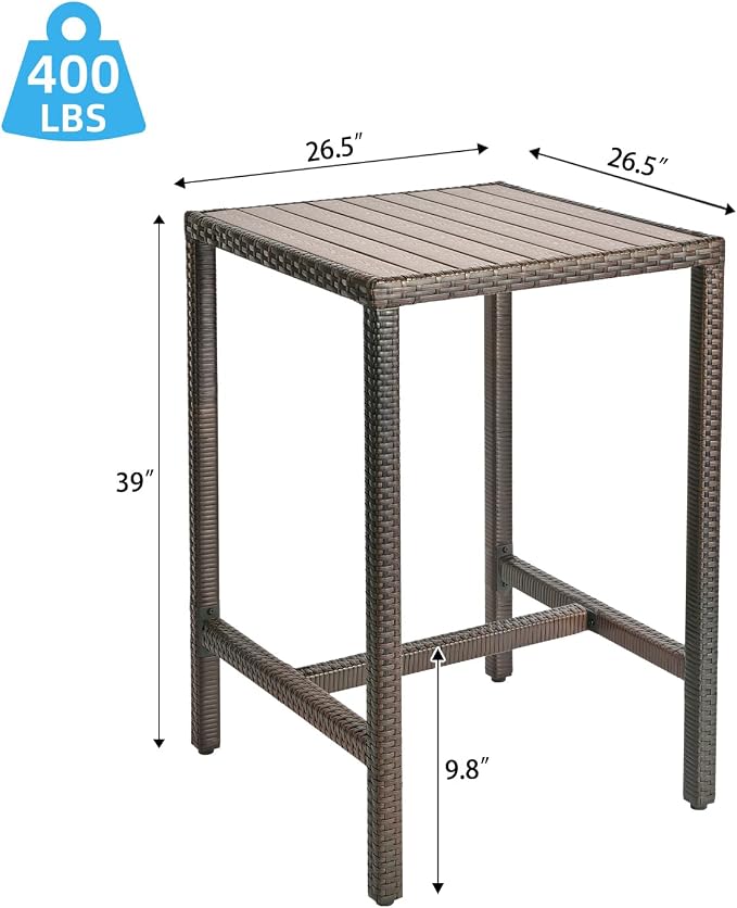 Outdoor Bar Table Patio Bar Height Bistro Table 39" Tall Outdoor High Top - Image 2