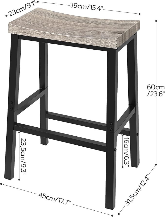 HOOBRO Bar Stools, 23.6 Inch Saddle Kitchen Counter Stools - Image 3