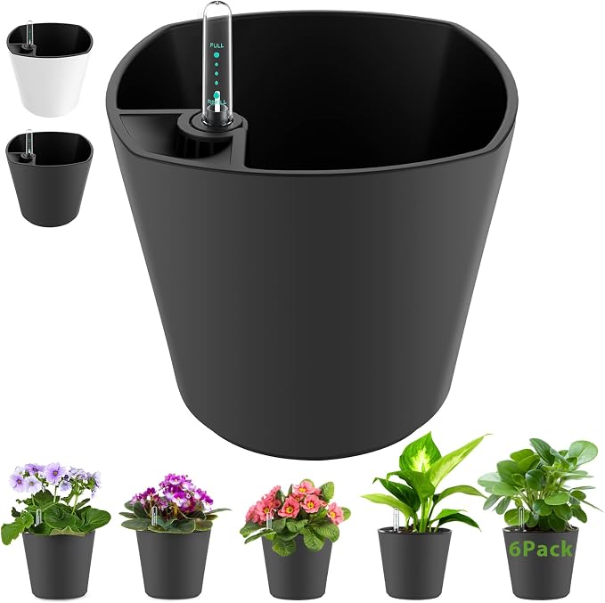 Self Watering Planters for Indoor Outdoor Plants 7 inch Flower Pot by GsGardenSpecialty