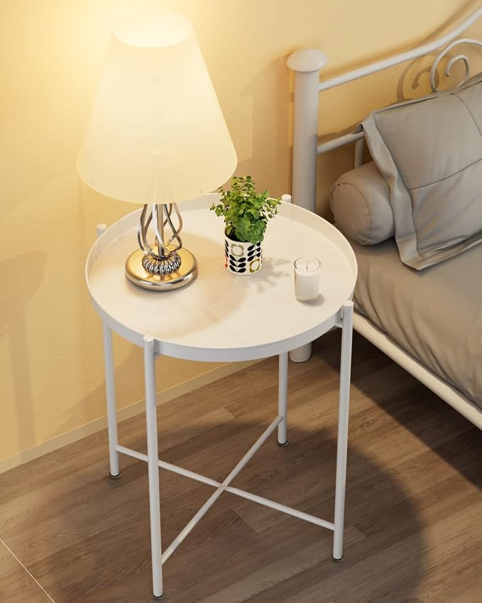 EKNITEY End Table, Folding Metal Side Table Waterproof Small Coffee Table Sofa - Image 5