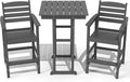 3-Piece Adirondack Bar Table and Chair Set, HDPE All-Weather Bar Height Chairs by NAVINE
