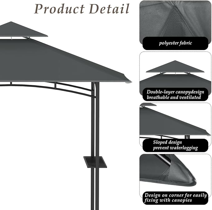 Grill Gazebo Replacement Top, 5 * 8 Outdoor BBQ Top Cover, Double Layer BBQ - Image 4