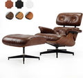 Top Grain Leather, Mid Century Chaise Lounge Chair and Ottoman, Reading Chair by MakeHomeBetter