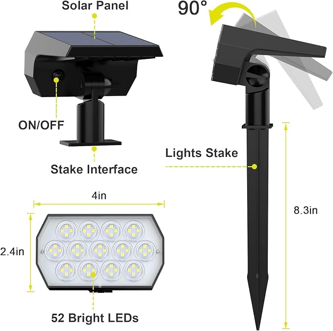 Solar Spot Lights Outdoor Waterproof IP65, 2-in-1 Solar Landscaping Spotlights - Image 7