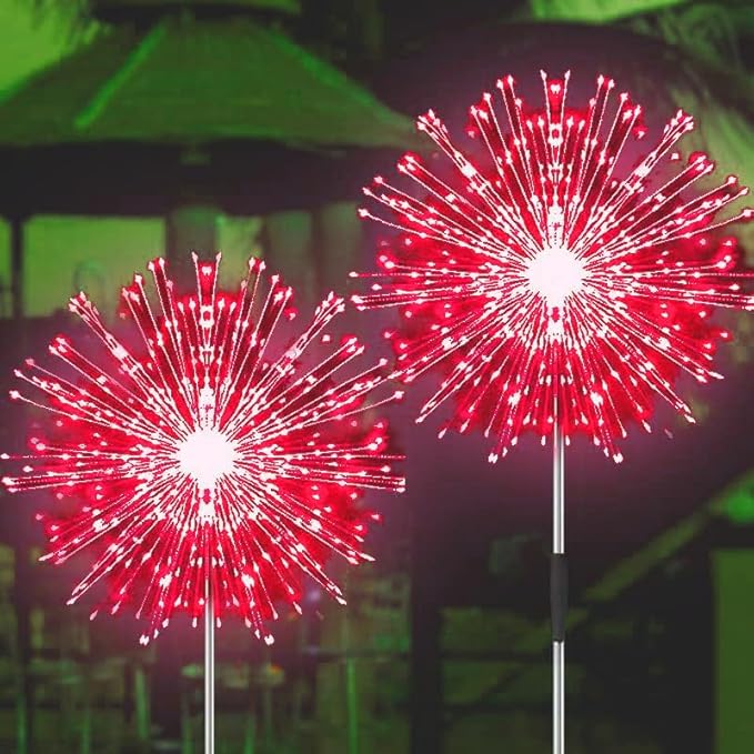 JJGoo Solar Firework Lights, 2 Pack 180 LEDs 2 Lighting Modes Solar Lights by JJGoo