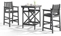 3-Piece Adirondack Chairs and Table Set, HDPE Patio Bar Sets, All Weather by SeeHill