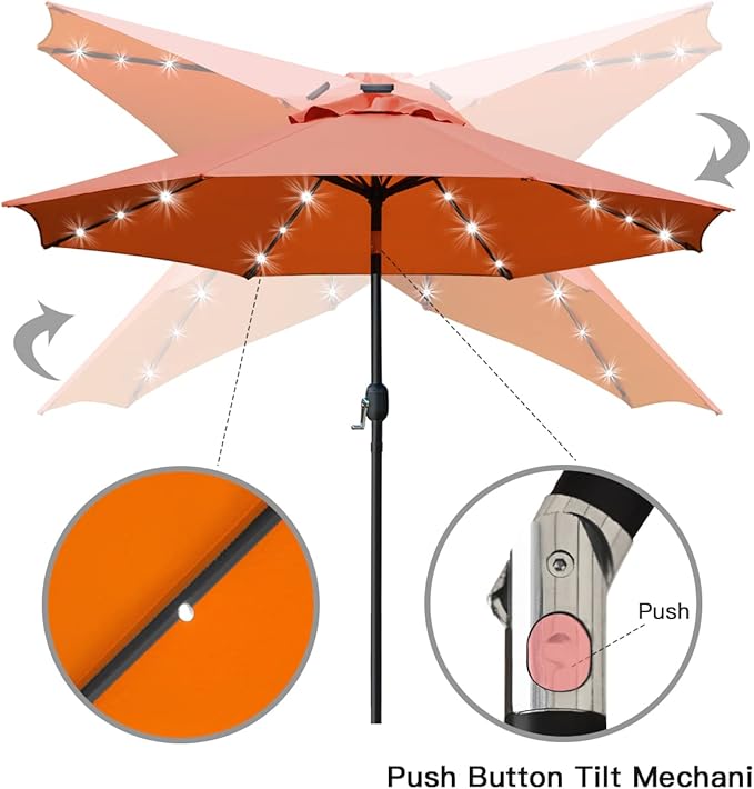 Sunnyglade 9' Solar LED Lighted Patio Umbrella - Image 3