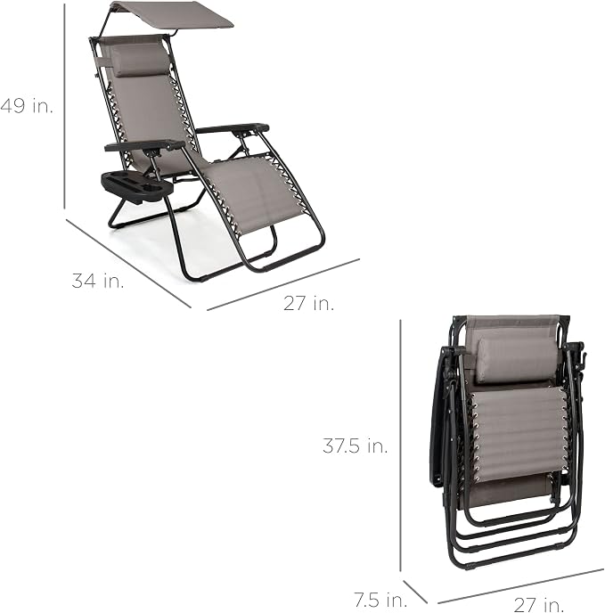 Best Choice Products Folding Zero Gravity Outdoor Recliner Patio Lounge Chair - Image 3