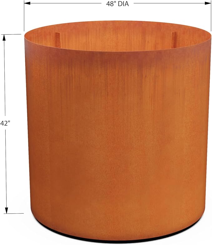 PLANTERCRAFT Corten Steel Metal Planter Box, Round Sizes, Modern Garden Steel - Image 5