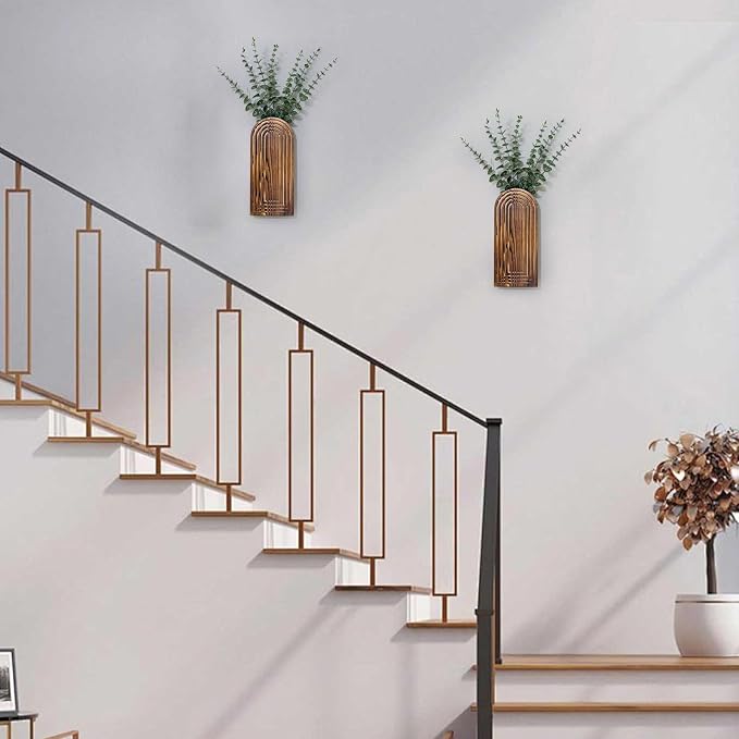 Wooden Wall Planter Vase Set of 2, Boho Hanging Planter - Image 6