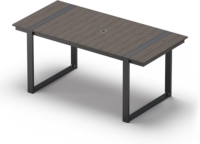 Outdoor Dining Table for 6, HDPS+ Aluminum Patio Dning Table by Oasbira
