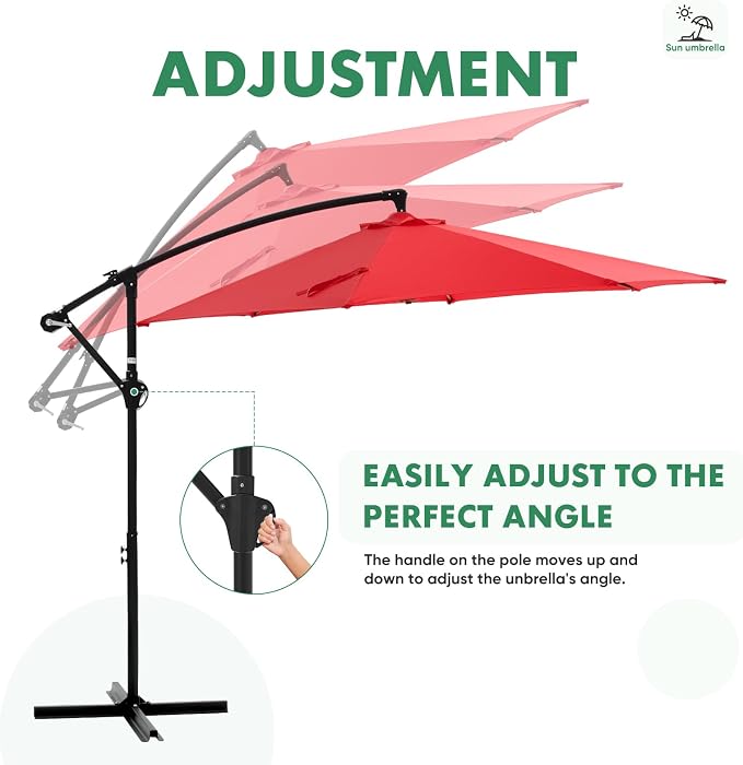 NEWBULIG 10FT Patio Umbrella, Offset Cantilever Outdoor Patio Table Umbrella - Image 5