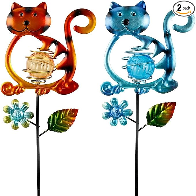 Solar Garden Lights Outdoor Decor, 26.4''H Cat Figurine Lights, Waterproof by SATHGA