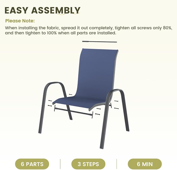 UDPATIO Patio Chairs Set of 4, Stackable Outdoor Dining Chairs - Image 7