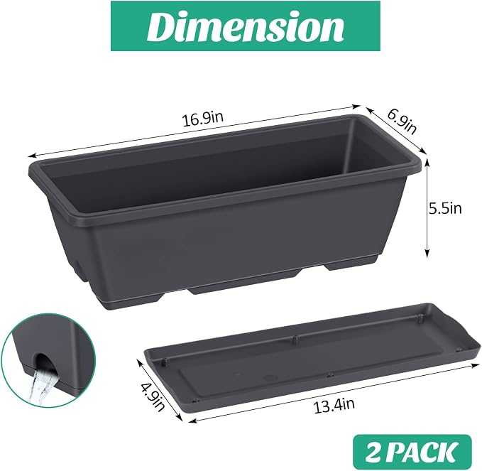 CADUKE Railing Planter Boxes 2 Pack Railing Flower Box - Image 9