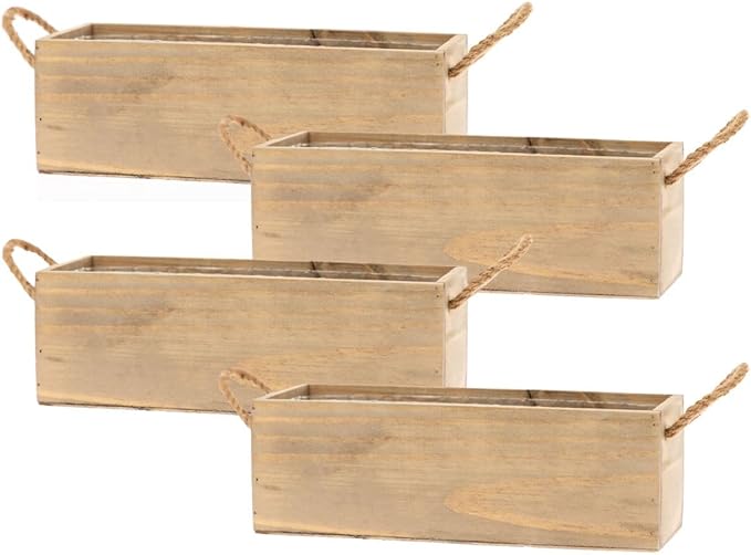 Wooden Planter Box with Handle I Rustic Barn Wood, Plastic Liner l Garden Decor - Image 8