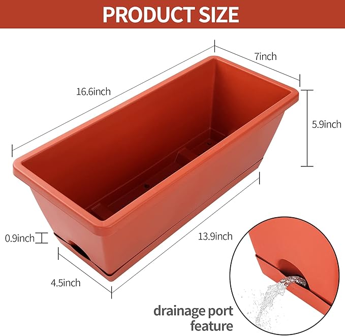 Window Box Planter, 12 Pack Plastic Vegetable Flower Planters Boxes 17 Inches - Image 3