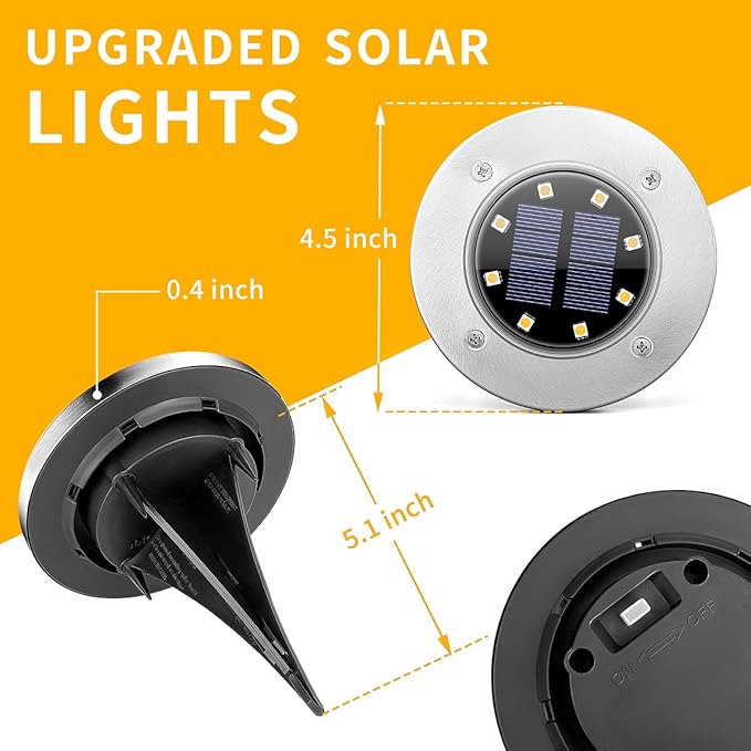 SOLPEX 20 Pack Solar Ground Lights Waterproof, Solar Powered Garden Lights - Image 6