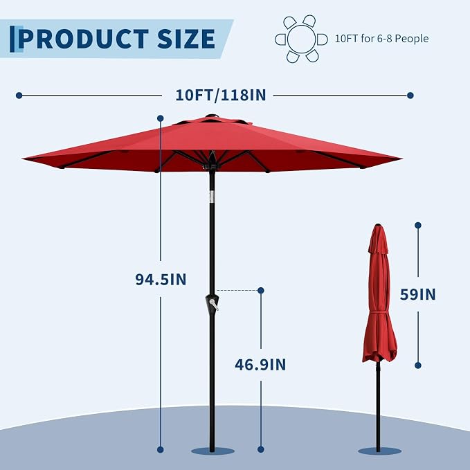 Garvee 10FT Patio Umbrella - Image 3