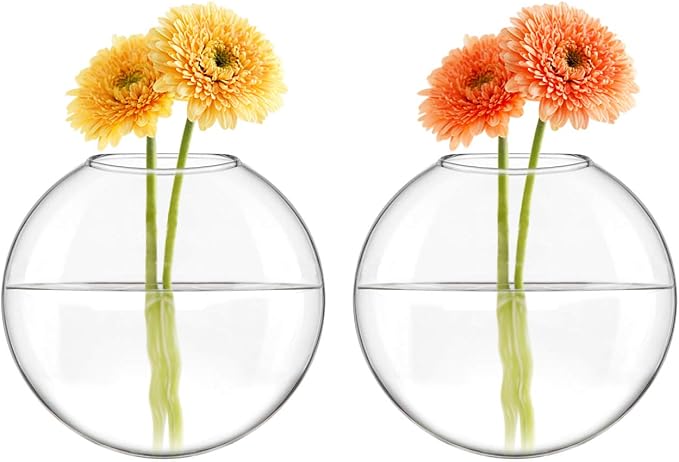 Mkono Wall Hanging Glass Terrariums Planter Oblate Flower Vase - Image 4