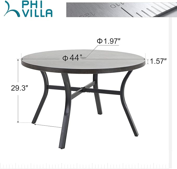 PHI VILLA 44 Inch Large Metal Round Table - Image 3