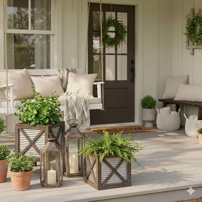 Autumn Alley Farmhouse Front Porch Planters Set of 2 Stand - Image 2