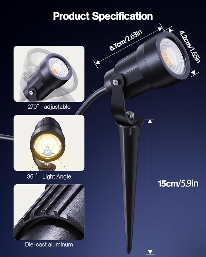 HIBOITEC LED Low Voltage Landscape Spotlights，IP65 Waterproof Outdoor Spot - Image 8