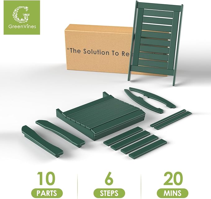 GREENVINES Outdoor Rocking Chairs | Set of 4 | Porch Rocker | HDPE Plastic | - Image 8